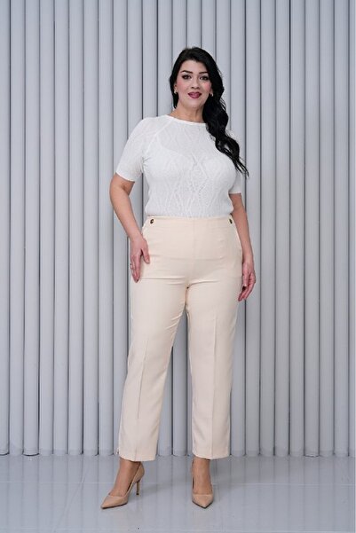 ZAVIXO Button Detailed Oversized Fabric Pants
