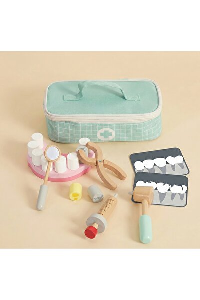 ETERNAL SUNSHINE Ahşap Dişçi Seti ve Çantası - Oyuncak Doktor Malzemeleri (18...