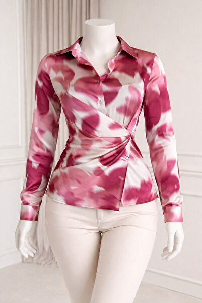 STEPS Дамска луксозна риза от шифон и сатен в ярки цветове