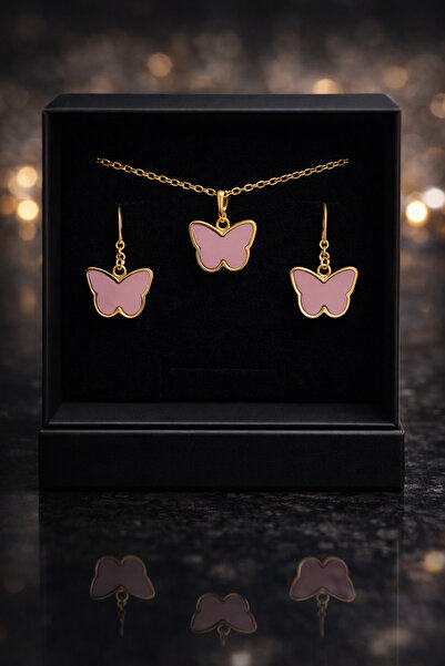 Selvica Gift for Lover Pink Butterfly Necklace & Earring Set 💖   Elegant and...