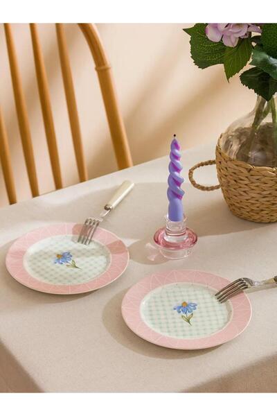 LC Waikiki Flower Printed Porcelain Cake Plate Set of 2 (S6)