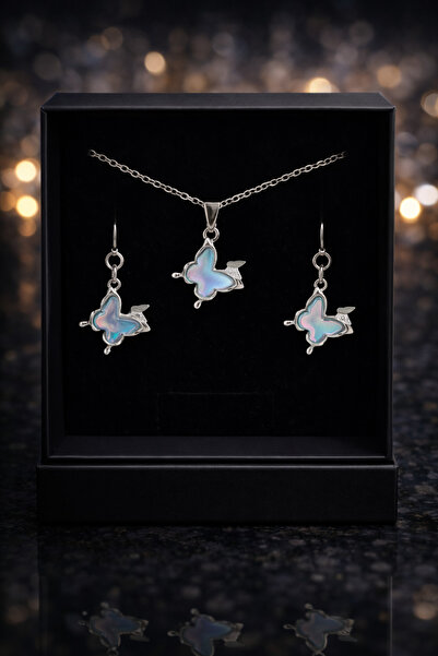 Selvica Işıltınla Fark Yarat ✨ Opal Kelebek Kolye & Küpe Seti | Şık ve Zarif ...