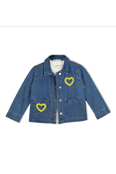 ALG Girls' Two-Piece Set - Denim Jacket & T-Shirt Stylish Combination with Em...