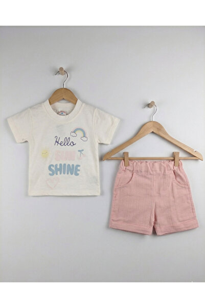 Asliva fashion Baby T-Shirt and Linen Textured Shorts 2-Piece Set (6-18 Months)