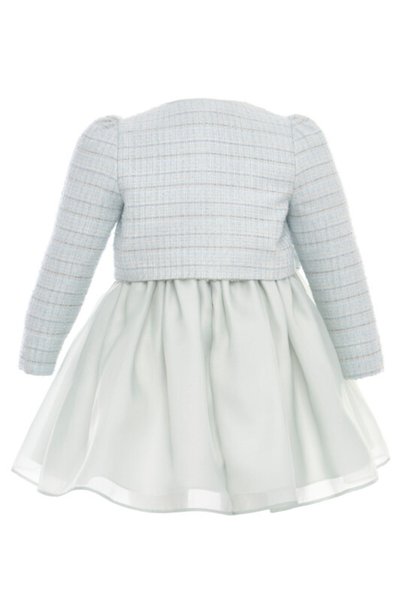 Pamina Baby Girl Evening Dress Bow Satin Dress and Tweed Jacket Set - Eid, Mevlüt, Birthday, Wedding (6, 12, 18, 24 Months) 36326Pr