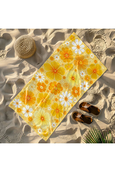 Piloji Beach Towel 75X150 cm Quick Drying Sea and Pool Towel Yellow Floral