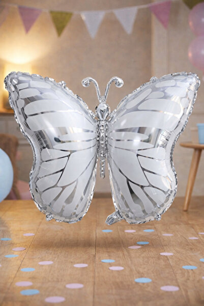 Baloncu Dede Silver Butterfly Foil Balloon 71 cm Large Size Birthday Party De...