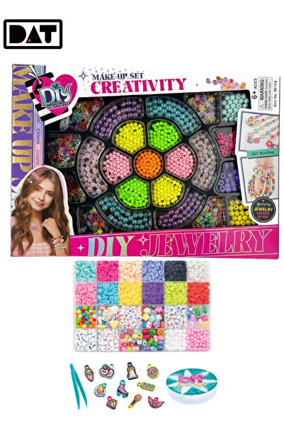 DAT DIY Jewelry Making Kit, 14,000 Clay Beads + Charms, 48 Colors