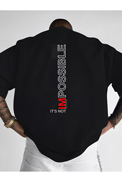 one button Tricou supradimensionat premium cu imprimeu "Nu este imposibil "