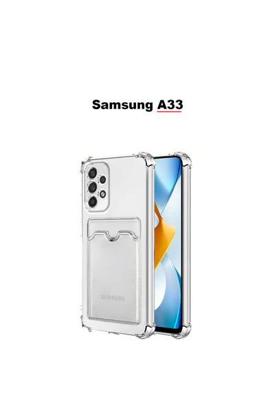 bewn Samsung A33 Compatible Card Holder Wallet Transparent Edge Protected Cor...