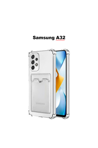bewn Samsung A32 Compatible Card Holder Wallet Transparent Edge Protected Cor...
