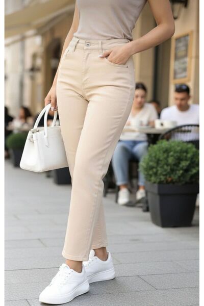 MAY JEAN Yüksek Bel Mom Boyfriend Kadın Jeans Pantolon l Rahat Kalıp l Denim ...