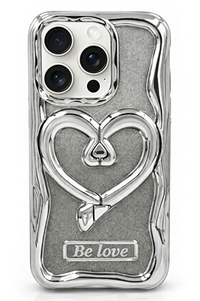 CEPSTOK iPhone 14 Pro Case Heart Patterned Shiny Silicone Cover with Stand