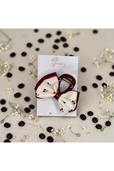 Nills Baby & Kids Cherry Patterned Bowknot Buckle - Burgundy Cream