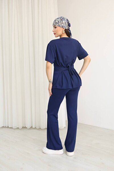 DENİKK Trend Wide Leg Soft Textured Modal Stretch Fabric T-Shirt Track Suit 2...