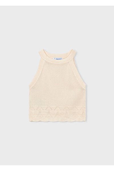MAYORAL Devojčica, pletena bluza sa halter izrezom, bež 3027