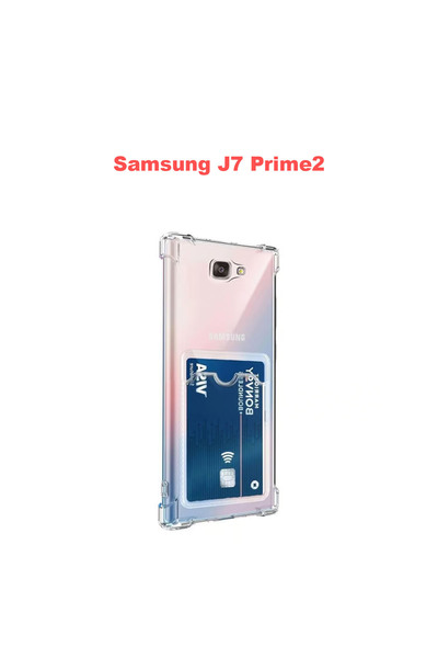 bewn Samsung J7 Prime 2 Compatible Card Holder Wallet Transparent Edge Protec...