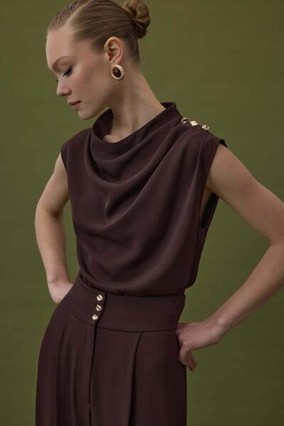 Sateen Μπλούζα Τάλια - Καφέ