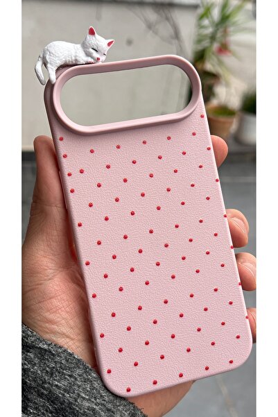 EDELFU iPhone 17 Air Compatible - White Cat Pink Silicone Cover Protective Du...