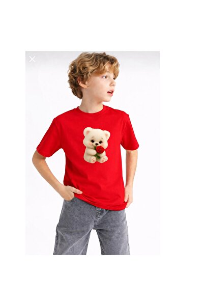 playwear Αρκουδάκι που κρατάει τριαντάφυλλο, τυπωμένο, 100% βαμβακερό, με λαι...