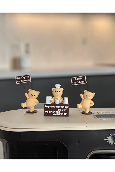 RubaTrend Barista Ayıcıklar Kahve Köşesi Sevimli Figür Seti 3'lü