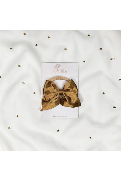 Nills Baby & Kids Shiny Satin Bow Rubber Buckle - Gold Gold
