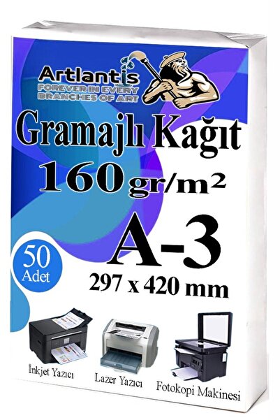 Artlantis A3 Grammage Copy Paper 50 Pieces 160 Gr Certificate Paper Thick Pap...
