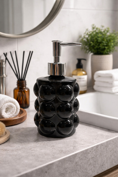 ViZKA Oval Liquid Soap Dispenser, Grape Model Glass Soap Dispenser, 300ml / B...