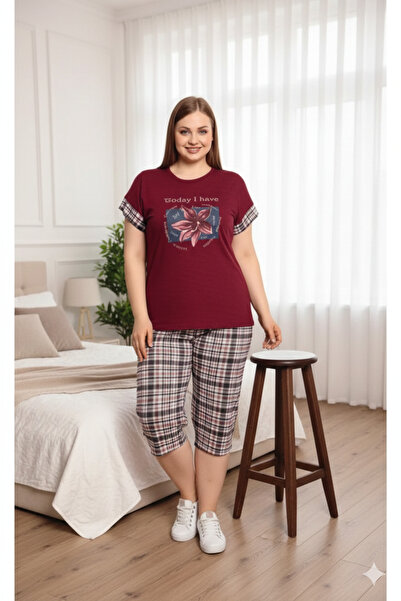 BOYRAZ Γυναικεία βαμβακερή πυτζάμα μεγάλου μεγέθους με στάμπα  "Σήμερα έχω ",...