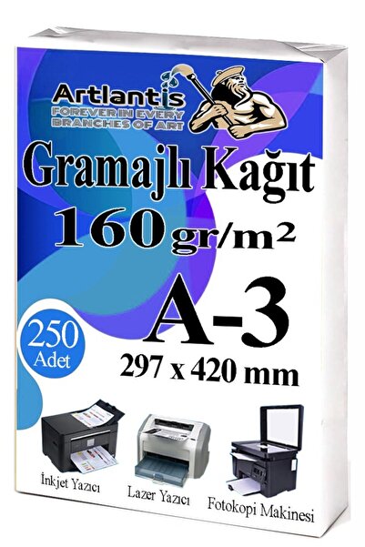 Artlantis A3 Grammage Copy Paper 250 Pieces 160 Gr Certificate Paper Thick Pa...