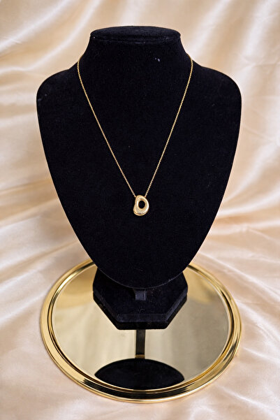 ANKA JEWELLRY قلادة نسائية من بومبيلي ذهبية اللون بسلسلة رفيعة على شكل حرف D