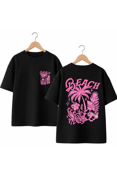 playwear Μπλουζάκι New Season Beach σε ροζ χρώμα με στάμπα στην πλάτη και στο...