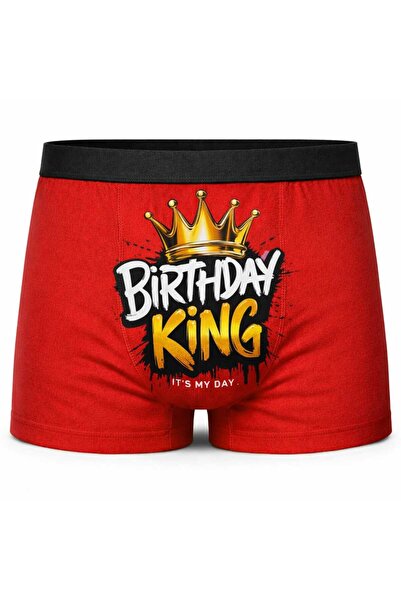 Onudabunuda Erkek Boxer Doğum Günü Temalı Baskılı Pamuklu Likralı Erkeğe Özel...