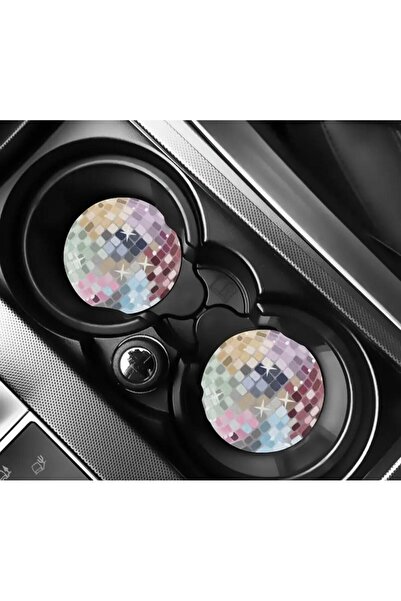 Freya حامل أكواب السيارة اللامع بنمط الفسيفساء المضيء، مجموعة من قطعتين