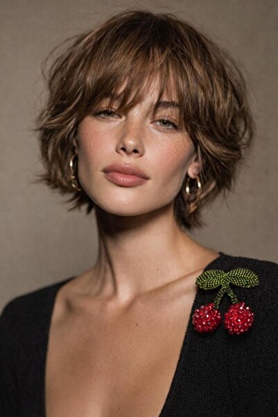 zamansız takı kiraz broş