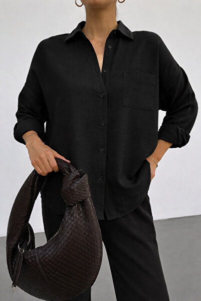 ikomteks Σετ Παντελόνι και Πουκάμισο Oversize από Μουσελίνα