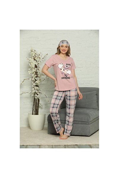 Serena Γυναικείες Ανοιξιάτικες Πιτζάμες με Μάσκα Ύπνου, Κοντομάνικες, Μακρύ Π...