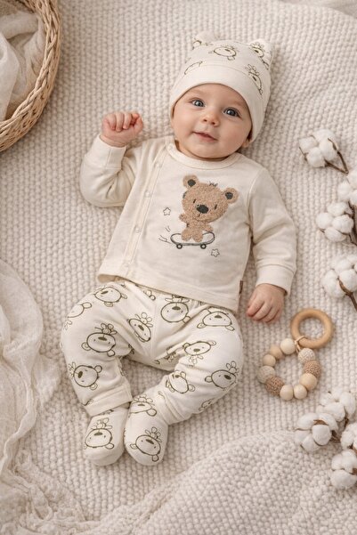 Pure Boutique Βρεφικό σετ αγοριού 3 τεμαχίων: μπλούζα με αρκουδάκι, παντελόνι...