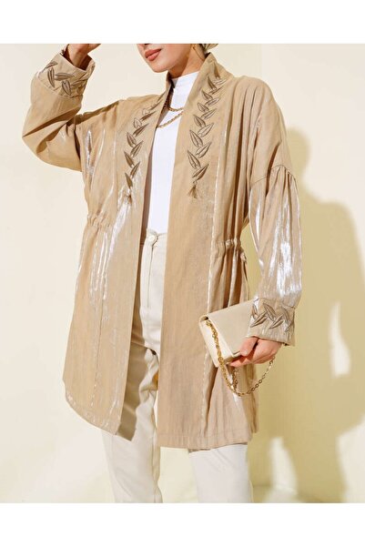 Lavanta Tekstil Kimono strălucitor brodat