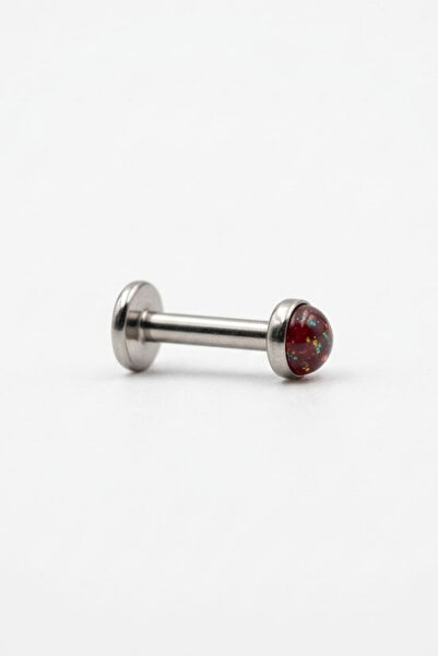Jaida Moda Kırmızı Opal Taşlı Gümüş Renk Cerrahi Çelik Tragus Helix Kıkırdak ...