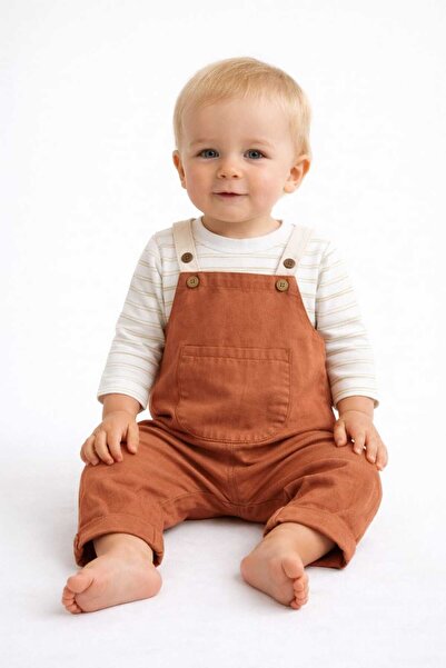 krm kerem bebe 100% Cotton Stylish/Casual Salopet Baby Double Set