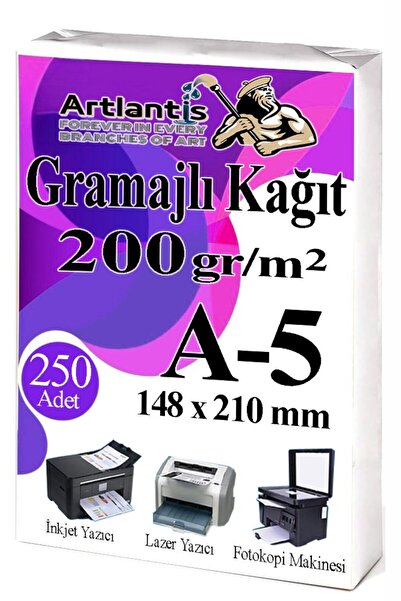 Artlantis A5 Grammage Copy Paper 250 Pieces 200 Gr Certificate Paper Thick Pa...