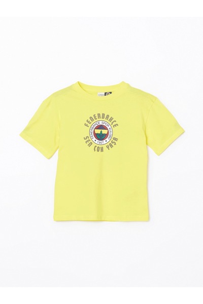 LC Waikiki LCW Kids Sarı Bisiklet Yaka Fenerbahçe Baskılı Erkek Çocuk Tişört