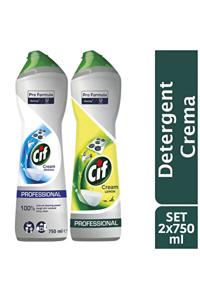 Cif Set 2x MultiSurface Cream Professional Original & Lemon, 750 ml