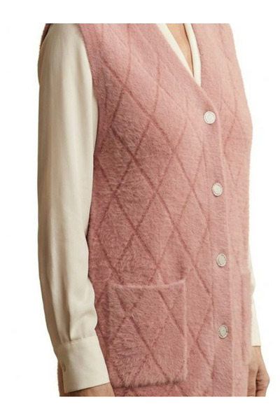 tiriTEK TRİKO Patterned Knitwear Soft Vest / Dusty Rose