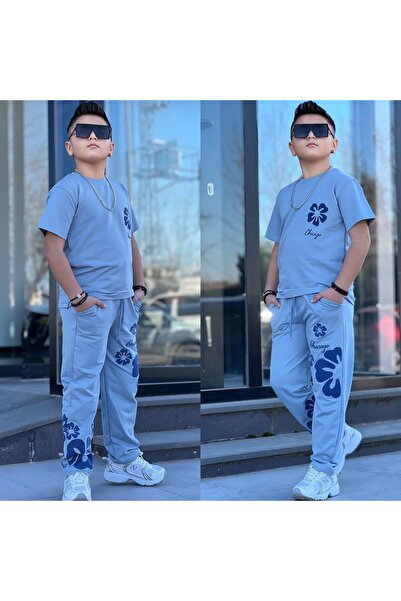 zavera for kids Σετ φόρμας για αγόρια με φλοράλ σχέδια, 100% βαμβάκι, σετ 2 τ...