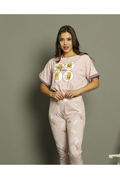 lindros Γυναικείες πυτζάμες, με κοντά μανίκια και μακρύ βαμβακερό παντελόνι, ...