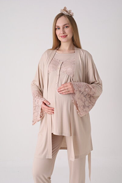 Lohussa New Season Beige Lace Summer Special Design 100% Cotton Maternity Mat...