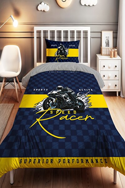 EVPANYA Racer Spirit Patterned Single Baby Kids Duvet Cover Set