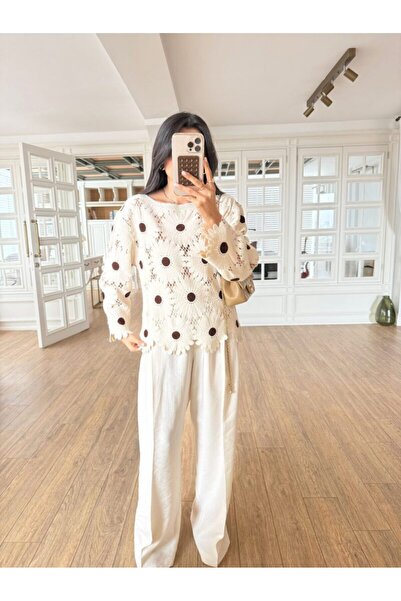 Lavanta Tekstil Lace Detailed Crochet Blouse